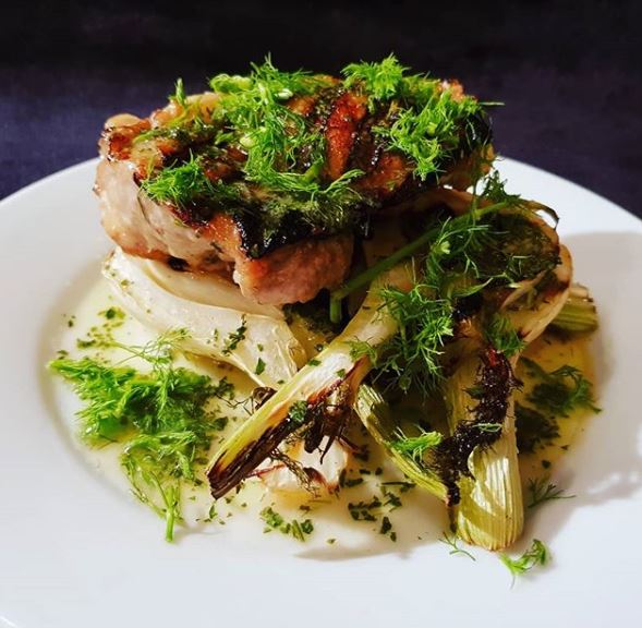 griddle chicken with griddled fennel